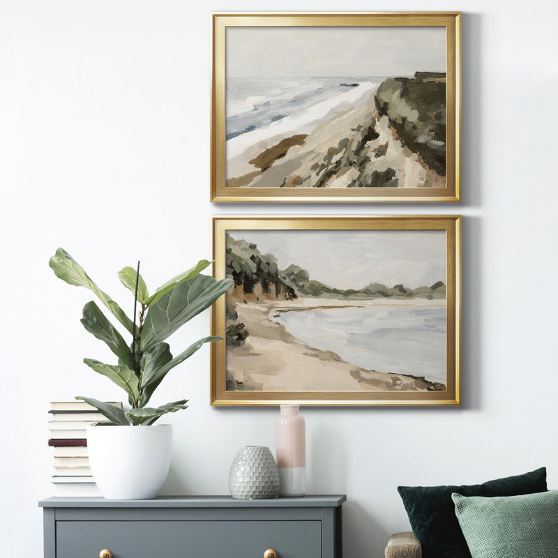 Bluff Bay I - ensemble de 2 reproductions de cadres photo, H 24,5 po x l 37 po x P 1 po, Or