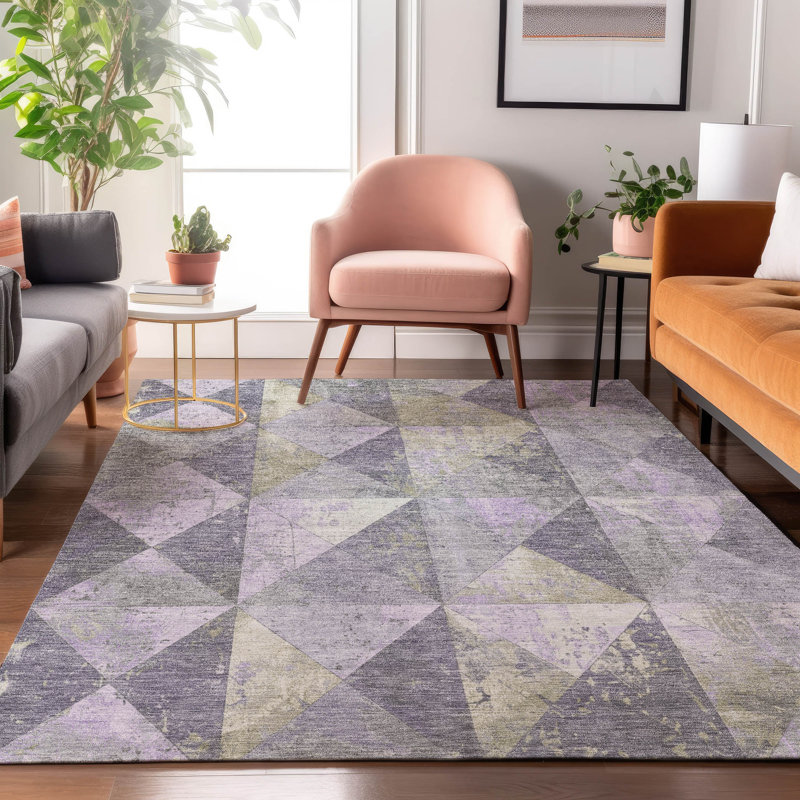 Premium Machine Washable Varroville AMF1721 Geometric Rug, Rectangle 3' x 5'