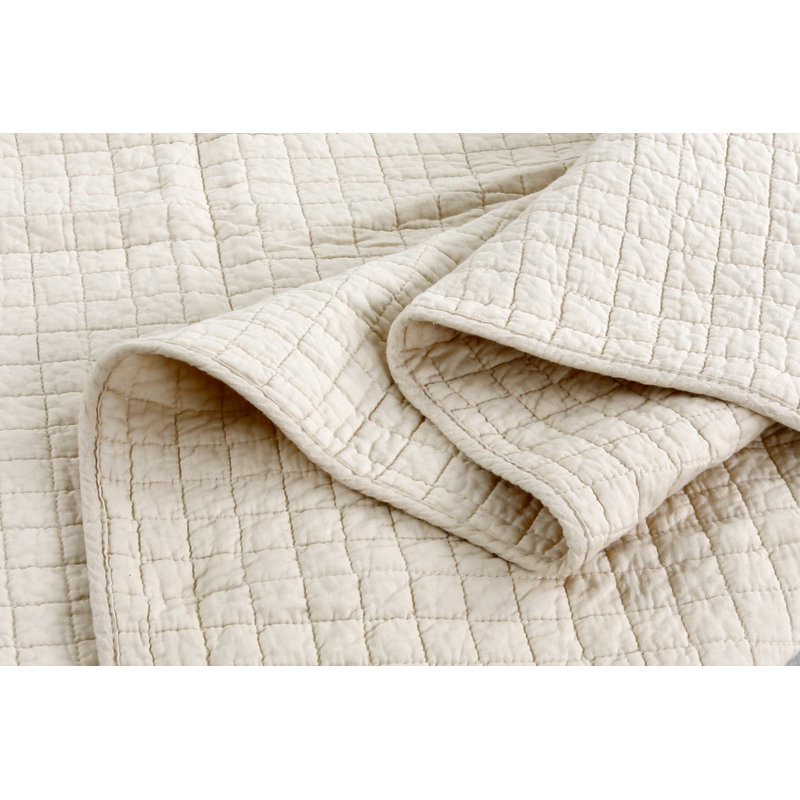 Jeté en coton CTthrow quit, Carreaux beige
