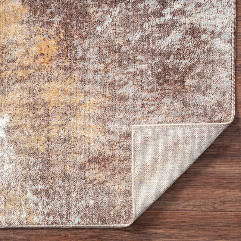 Kilanemos Abstract Area Rug in Beige/Gold, Runner 2'6" x 10'