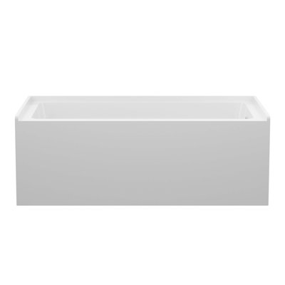 60" Acrylic Alcove Soaking Bathtub With Skirt - Glossy White, Back-To-Wall Design, Chrome Hand-Twist Drain