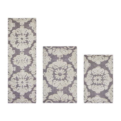 Chemash Premium-Quality 100% Cotton Super Absorbent Machine Washable 3 Piece Bathroom Rug Set