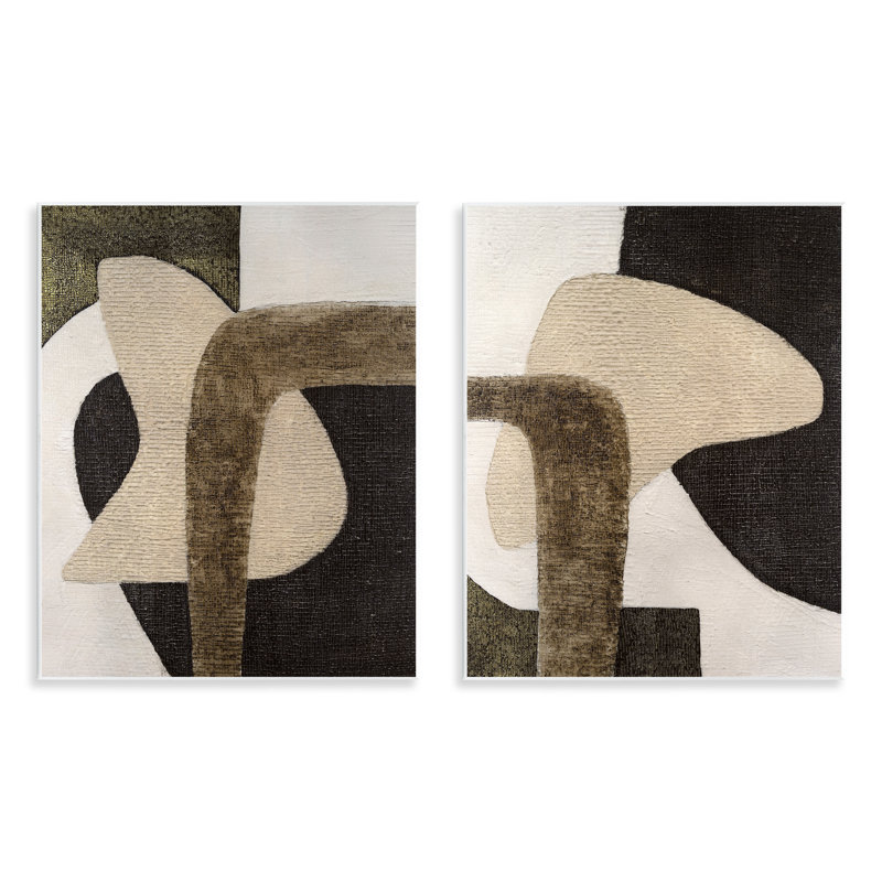Ensemble de 2 plaques murales Minimalist Brown Beige Shapes par Vanna Lam