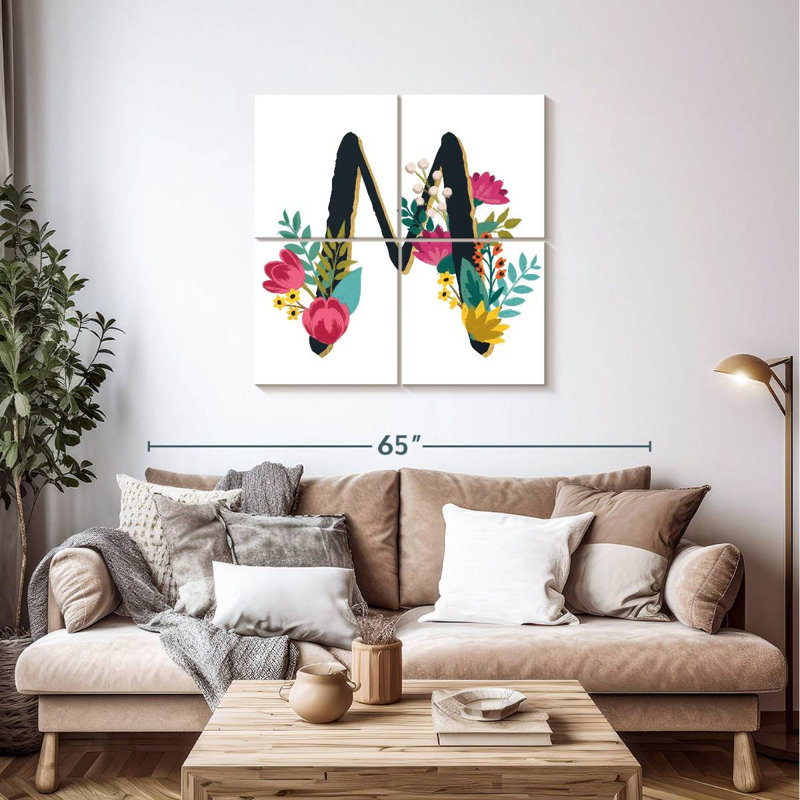 Keiri romantique luxe monogramme M noir, H 38 po x l 38 po