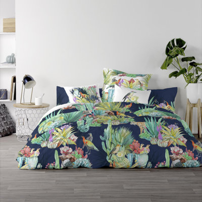 Vavla Cotton Floral Duvet Cover Set with Pillowcases