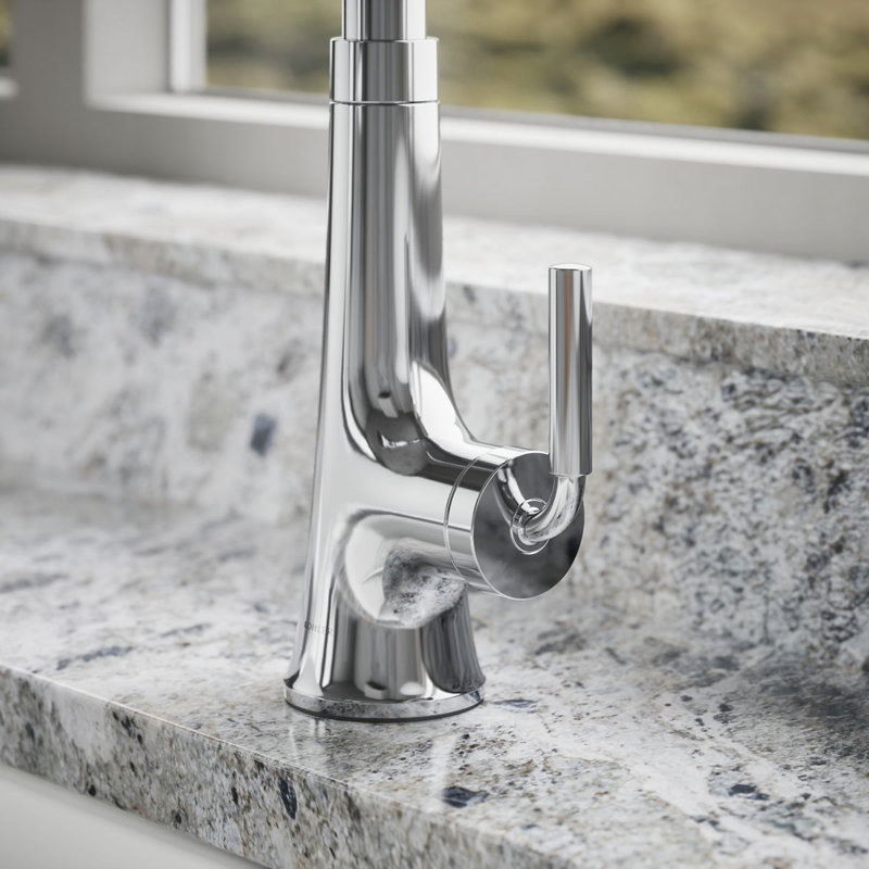 Tone Single Handle Pull Down Kitchen Sink Faucet with Three-Function Pull Down Sprayer, Polished Chrome