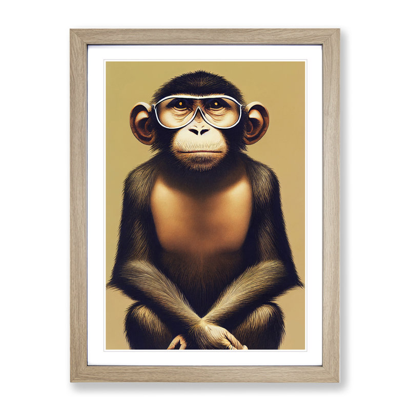 Splendid Monkey - Framed Print, 34cm H x 25cm W x 2cm D, Oak Framed