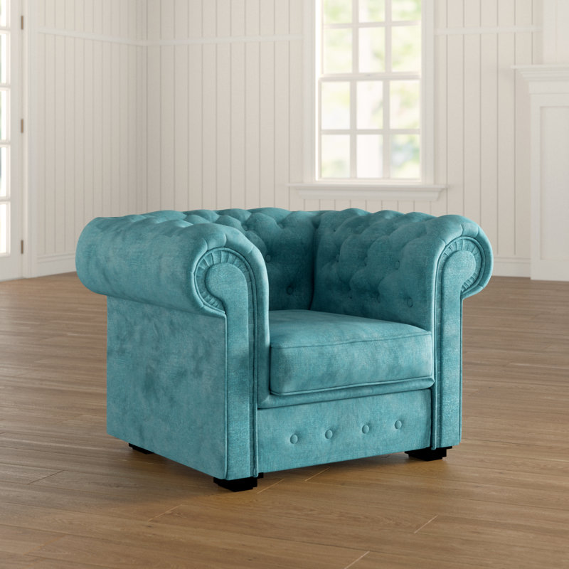 Allegra Upholstered Chesterfield Chair, Ocean