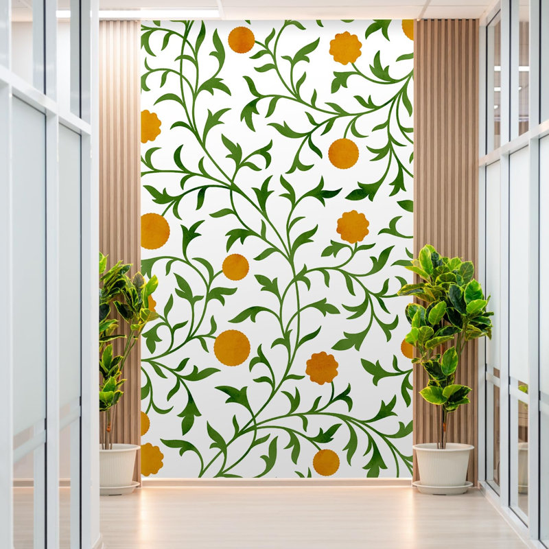 Floral Bloom and Citrus Vibrant Wallpaper, 108" L x 72" W