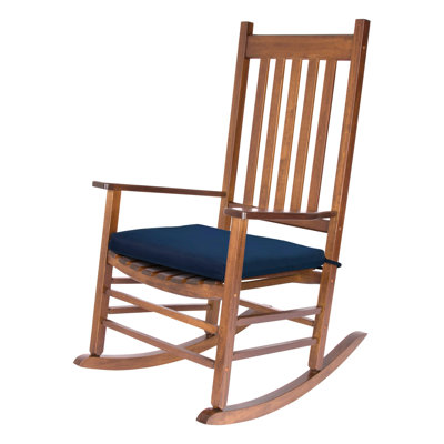 Emjay Wood Outdoor Rocker Chair With Cushion Set