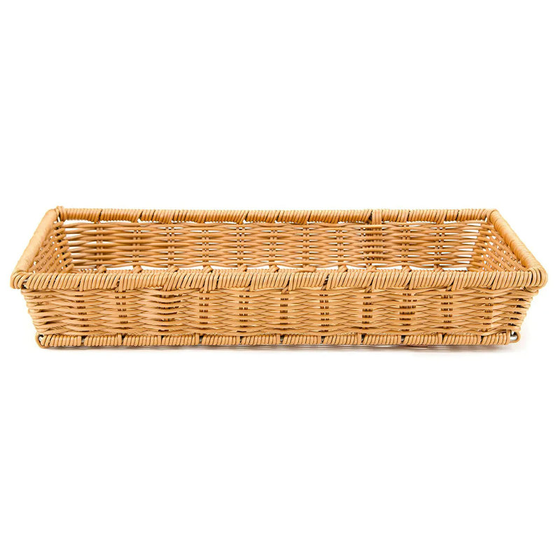 Honey Rectangular Plastic Wicker Bread Basket