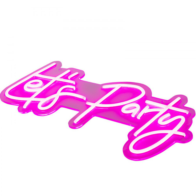 Let's Party Neon Sign, 23"X10" Neon Sign for Wall Decor, Adjustable Brightness Pink Neon Light Sign with Remote Control and Power Adapter, for Party/Wedding Celebration/Home Decoration