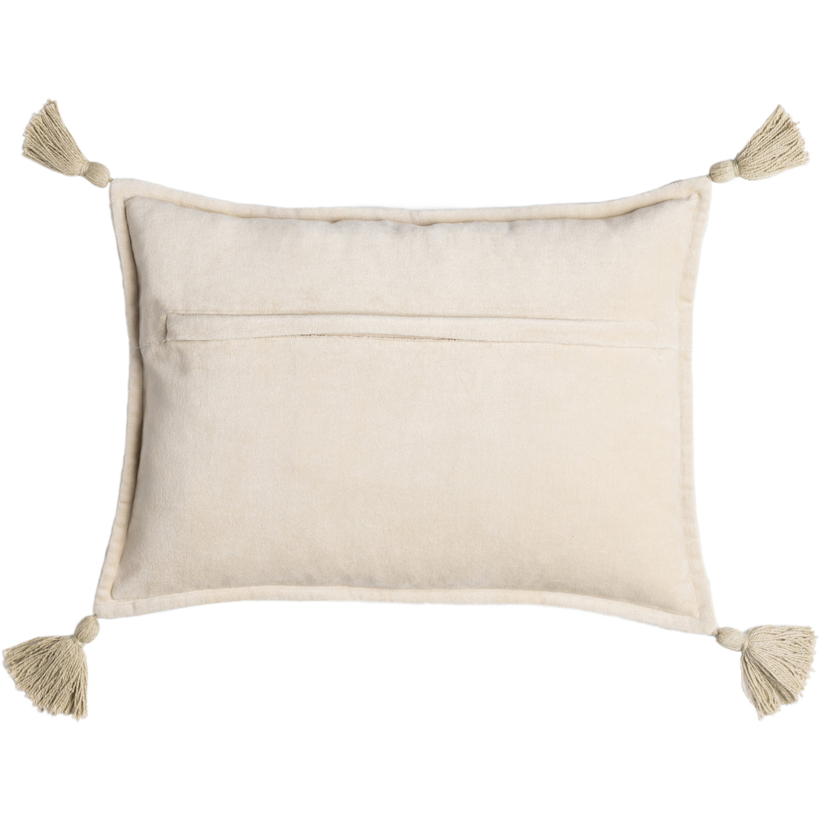 Norwin Tassels Cotton Lumbar Throw Pillow, Beige, Down Fill