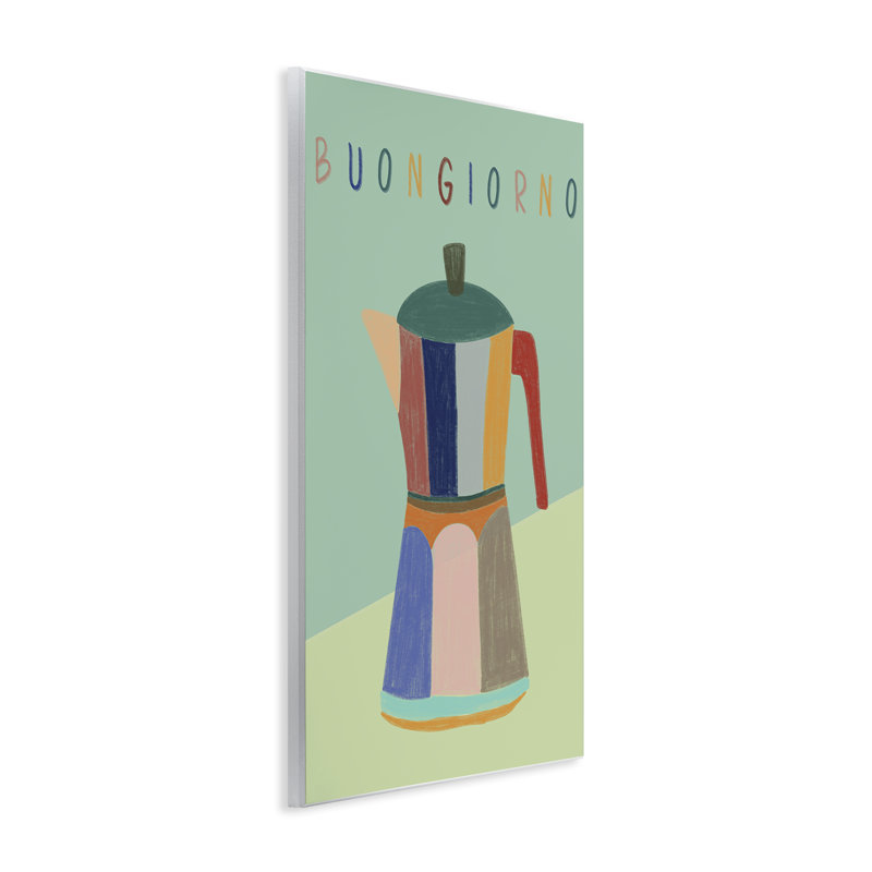 Plaque murale Buongiorno Espresso Cafetière, design par EMILY Navas, H 15 po x l 10 po