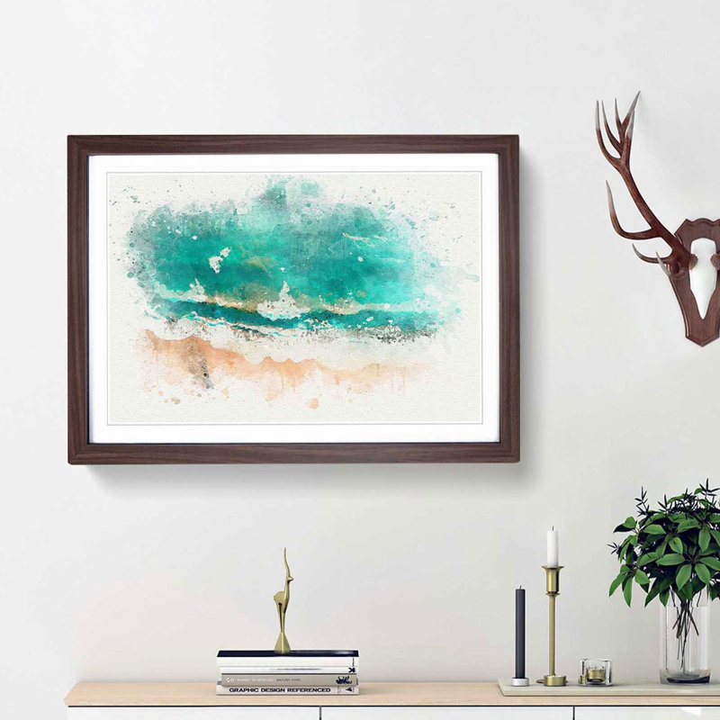 Monterey Beach in California - Picture Frame Graphic Art Print, 62cm H x 87cm W x 2cm D, Walnut Framed