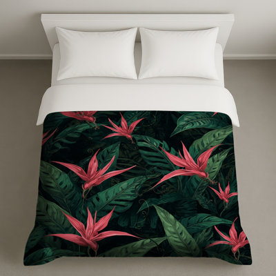Housses de couette roses fleurs tropicales