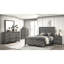 Lit simple gris avec base en bois massif gris contemporain