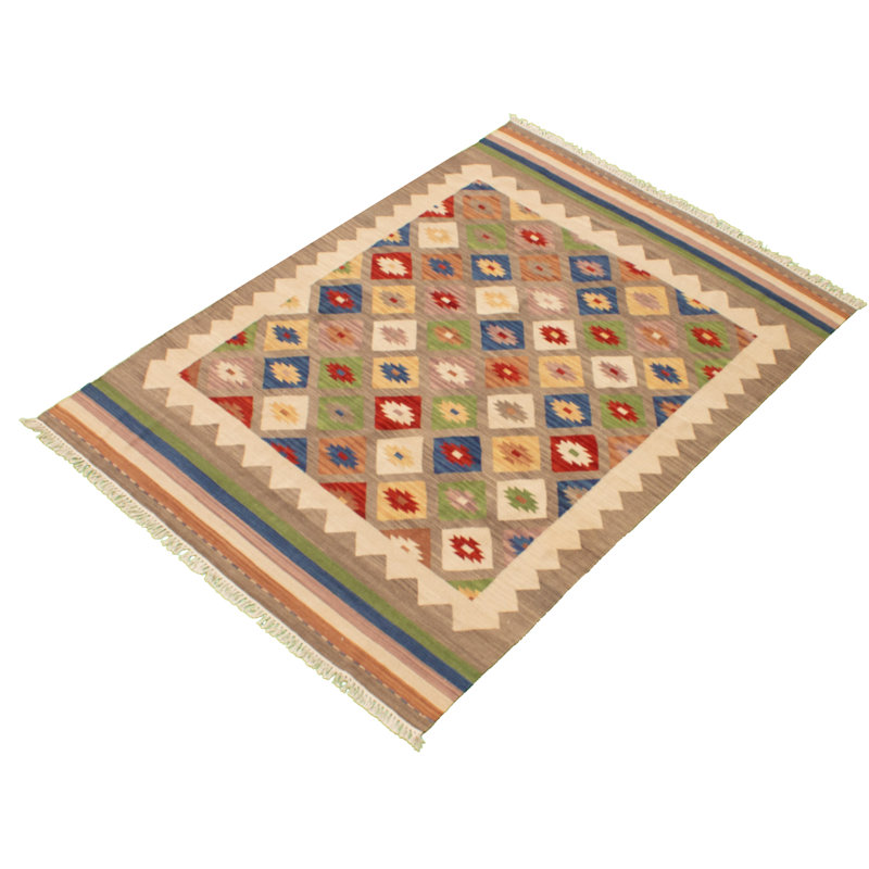 Tapis gris en laine Daphine Southwestern