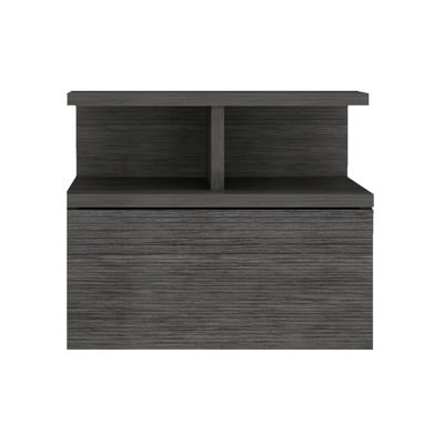 14" Brown Wood One Drawer Floating Nightstand