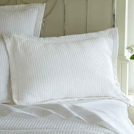Hudson Stripe Cotton Blend No Sham Set, Standard, White/Beige