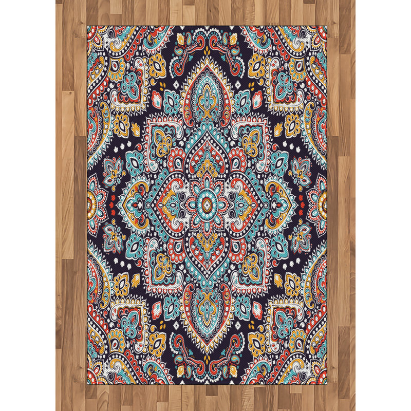 Ethnic High Density Long Fiber Poly Threads Decorative Area Rug Carpet, Rectangle 4' x 5'8"