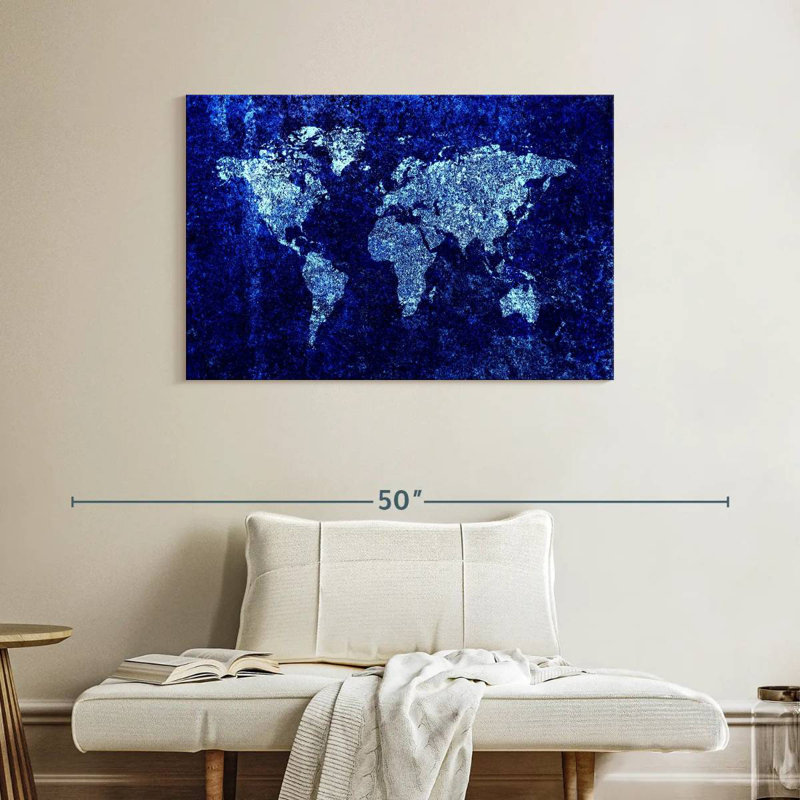 Carte du monde bleue fraîche Aliaz, H 26 po x l 39 po