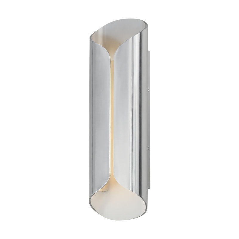 Alessandrino Aluminium LED Wall Light, Satin Aluminum/White, 20" H x 6.25" W x 3.25" D