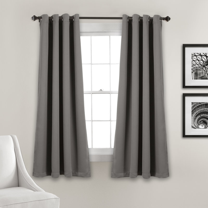 Insulated Blackout Curtain Pair, 52"W x 63"L, Dark Gray