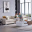 Canapé modulaire en chenille crème et blanc-2027839559