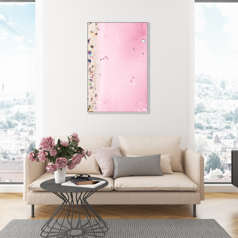 Nautique et plage rose côtière - impression, H 45 po x l 30 po, Toile blanche encadrée