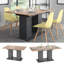 Ciriaco Oak Rectangular Wood Top Dining Table with Steel Base
