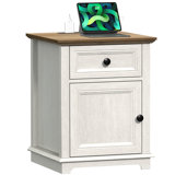 Vianet 24'' Tall End Table with Storage Drawer and Built-In Outlets