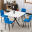 Ensemble de 4 chaises de salle à manger en velours bleu, pattes en fer pour un confort optimal - Structure renforcée, assise rembourrée