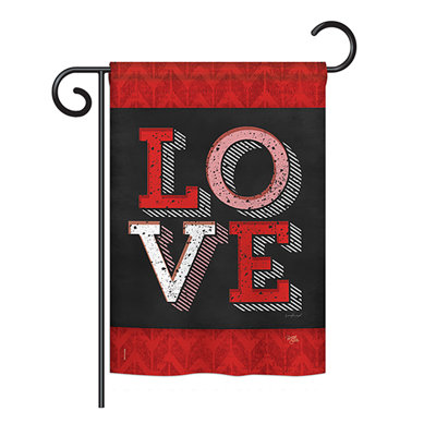 Drapeau de jardin vertical à double face 13" x 18,5" red love spring