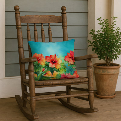 Coussin Hawaii, Hibiscus à l'aquarelle