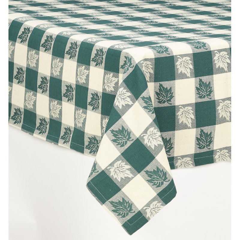 Nappe bourgogne et blanche à motif de feuilles, Vert/blanc