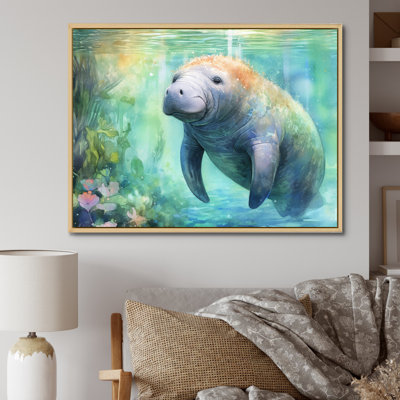 Gentle Manatee II - Art mural de lamantin pour le salon