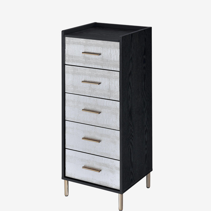 Armoire à bijoux Myles à finition noire, argentée et dorée