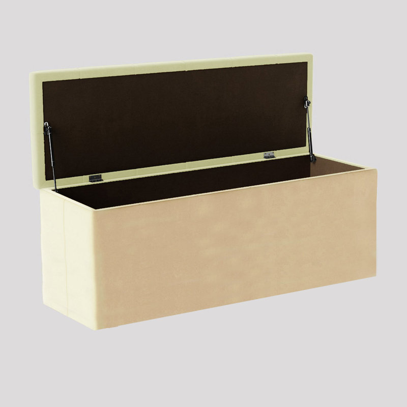  Luna Wide Chesterfield Velvet Rectangle Solid Color Standard Ottoman Box with Storage, Upholstered Deep Storage End of Bed Bench