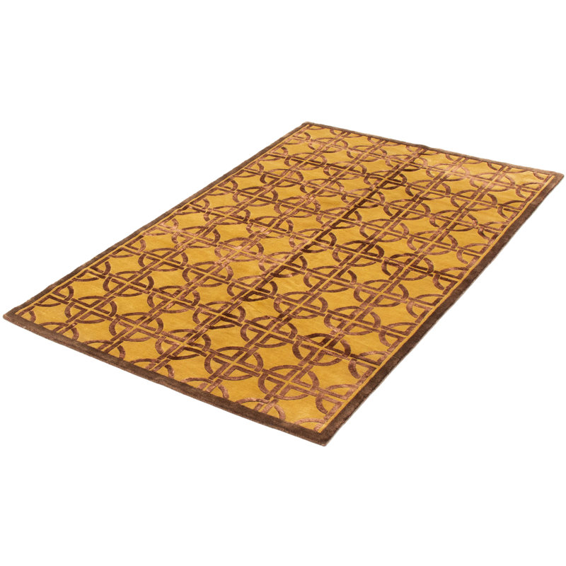 Tapis brun foncé / or clair à motif géométrique Checotah