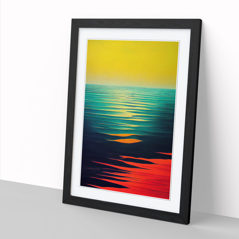 Seascape Ocean Colours - Single Picture Frame Print, 64cm H x 46cm W x 2cm D, Oak