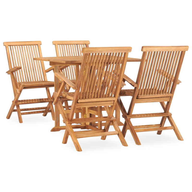 Rectangular 4 - Person Teak Dining Set, 35.43" L x 35.43" W x 29.53" H
