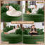 Chaise longue 70 po en chenille verte pour l'intérieur avec coussins, accoudoirs et oreiller, aucun assemblage requis-2010552039