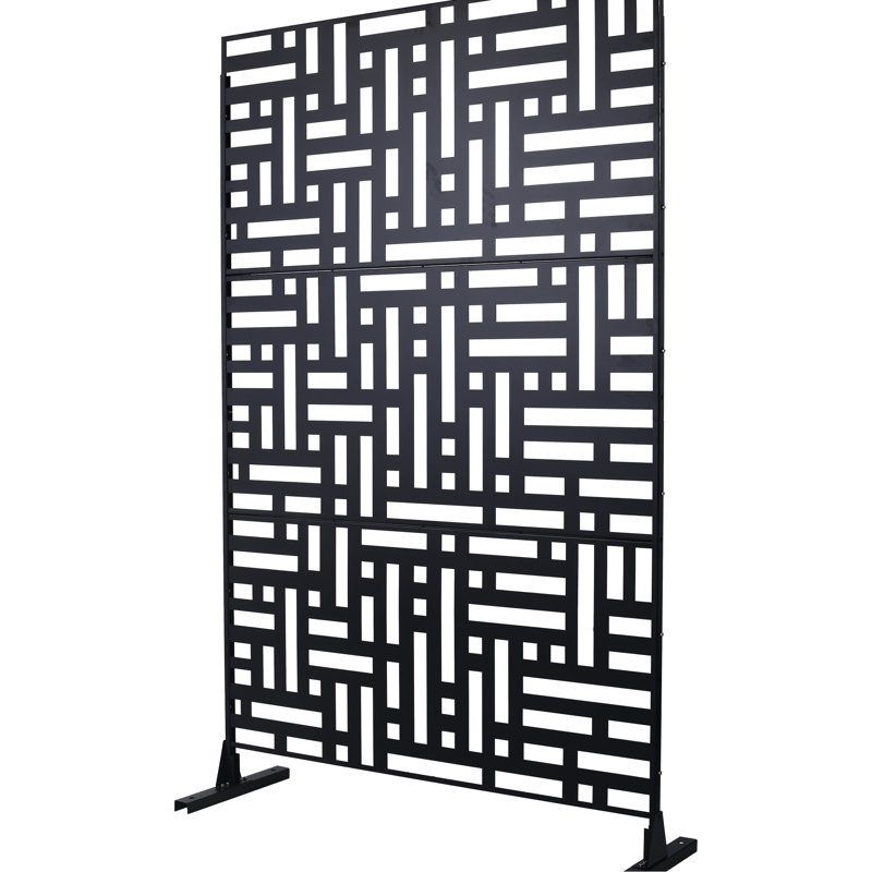 Écran d'intimité l 76 po H48 po - métal, pour pelouse de terrasse, noir, matériau de décoloration pour balcon, Noir
