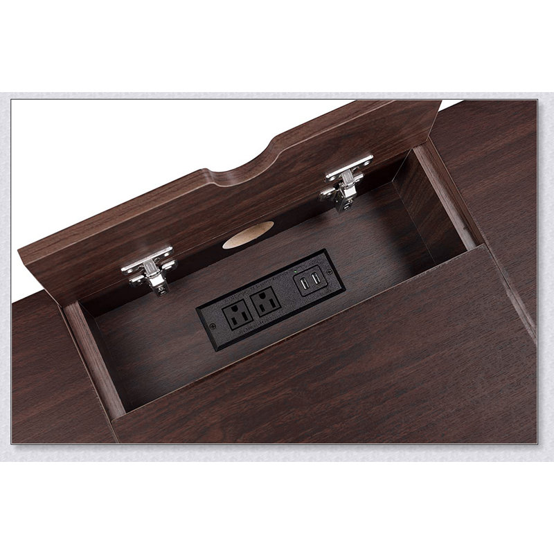 Bureau d'écriture avec port USB Verster, finition chêne et noir