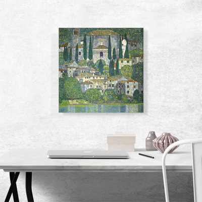 " Church In Cassone - Landscape With Cypresses 1913 " by Gustav Klimt