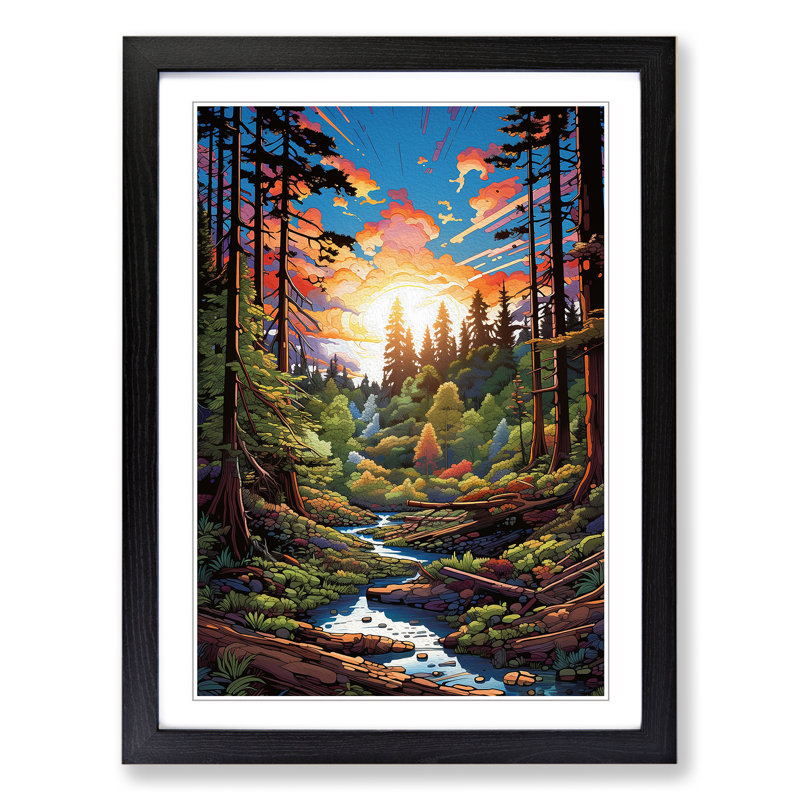 Single Picture Frame Print on Wood, 34cm H x 25cm W, Black Framed