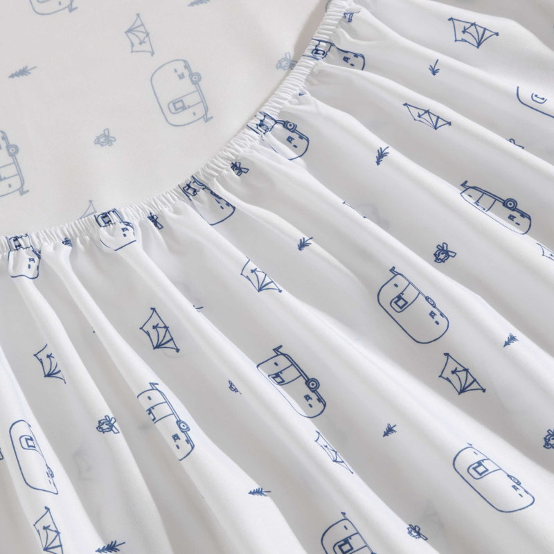 Twin Blue and White Polyester Microfiber Bedding Set