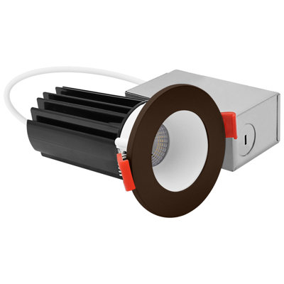 LUXRITE 2 In. LED Recessed Light, Deep Regressed Canless Light, Round Bronze Interchangeable Trim, 5CCT, 1000LM, 15W, CRI80, Dimmable
