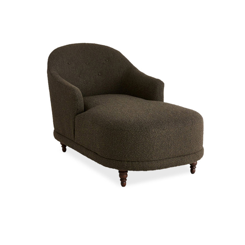 Chaise longue légère et luxueuse en bois massif et laine d'agneau pour chambre et salon